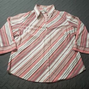 Carolina Colours Button Up Striped Top Size Plus 14/16